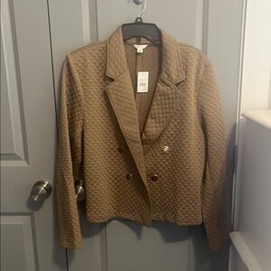 Quilted Tan Double-Breasted Jacket